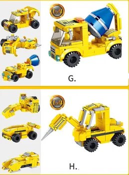 8Pcs Mesto Inženiring Vozilo 3 V 1 Deformacije Robot/Tovornjak Blok Nastavi DIY 723Pcs zidarske Opeke Igrače Za Otroke 12526