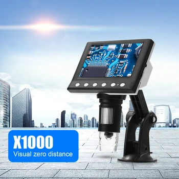 1000X 4.3 Palčni Zaslon VGA Digitalni Mikroskop 8 LED Magnifier Elektronske Video Mikroskopom Spajkanje Telefon Popravila Lupo 126