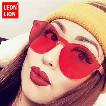 LeonLion 2021 Candy Barve Cateye Sončna Očala Ženske Krog Blagovne Znamke Oblikovalec Stekla Moških Okvir Sončna Očala Letnik Oculos De Sol 12606