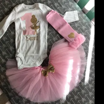 Prilagodite ime, starost balerina Dekle rojstni dan bodysuit bloomer romper dokolenke Obleko Določa baby tuš pogodbenice prednost obleke oblačenja