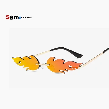 Samjune Oranžna Plamen sončna očala čudno ženska sončna očala znamke oblikovalec mačka oči Odtenkih Za Ženske Ogledalo Ogenj Očala UV400