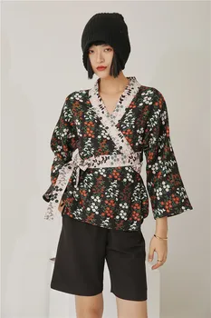 CHEERART Organza Japonskem Slogu Kimono Plašči In Jopiči za Ženske Jeseni Letnik Cvjetnim Tiskanja Obavijen Suknjič Dame Plašči Moda 2020 1281