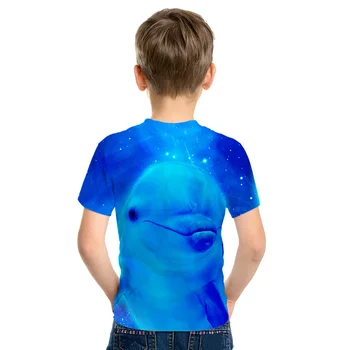 Ribe otroci Tshirt 3d Tiskanje T Shirt Smešno Morju Dolphin Leaped T Srajce Hip Hop Fantje dekleta T-shirt Tiger, Lev, Tiger Priložnostne Vrhovi