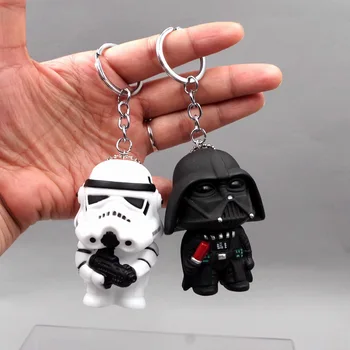 Disney Luštna 3D Star Wars Keychain PVC Anime Slika Key Ring Darth Vader Yoda Obesek Ključnih Verige Otroci Risanka Trinket Darilo 130187