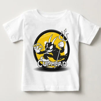 2020 Igra Cuphead Kratek otroci Priložnostne Belo Tiskanje Vzorec Bombaž O-Vratu T-shirt Vrhovi Tee Majice Oblačila MJ