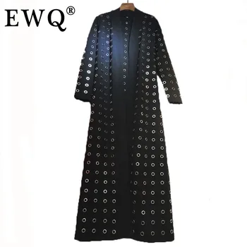 EWQ 2021 novo pomlad in poletje modni ženske obleke, polne rokave kovinski krog luknjo črne barve windbreaker ženski WP17001 130679