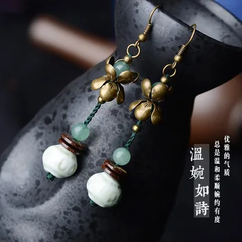 Moda novo vintage uhani, ročno Aventurine Quartz uhani visijo ,Nove Etnične nakit skromnih keramičnih uhani