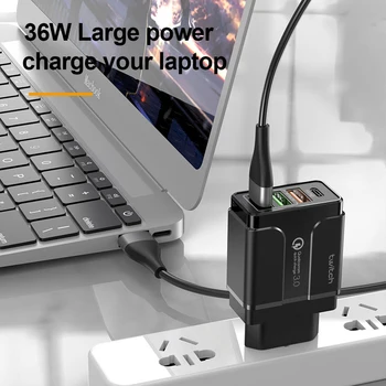 36W Multi Hitri Polnilnik PD Tip C USB Polnilec za Samsung iPhone Tablični QC 3.0 Hitro Polnilnik NAS EU UK Plug Adapter