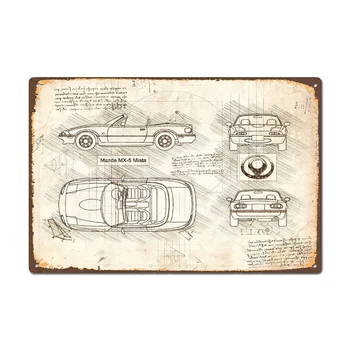 Mazda MX-5 Miata (89-98') Skica, Umetnost, Vintage Kovinski Tin Prijavite Retro Kovinski Znak Pin Up Kovinski Dekor Kovinski Plakat Kovin 136120