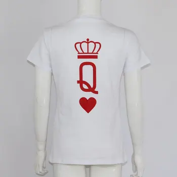 Moda Grafični Tumblr Poker Tiskanje Kralj Kraljica Srce Ulične Tshirts 2018 Poletje Ženske Moški Kratek Rokav Priložnostne Nekaj Ljubimec 136171