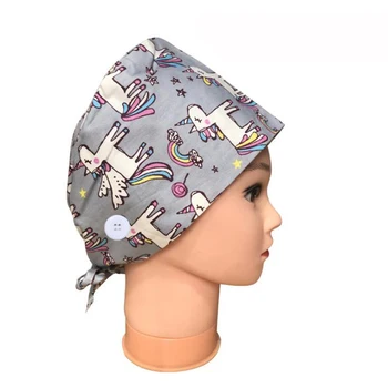 2020 Novo tiskalno nastavljiv grmišča z gumb ženske moški salon dela klobuk laboratorij piling skp operacijo klobuk gorro de enfermera
