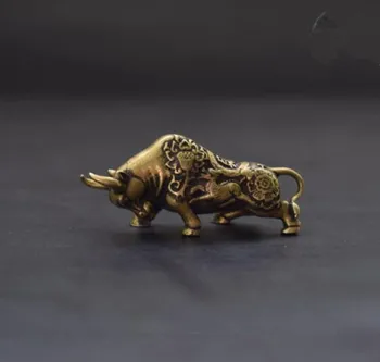 Kitajska lepe medenina zlato denar krava obrti majhen kip