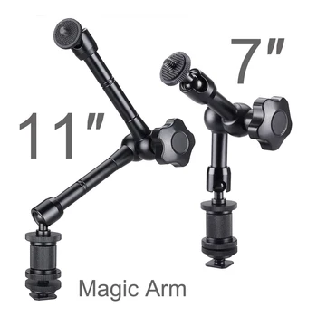 Kovinski Izražanju Magic Arm Super Posnetek Rakovice Objemka za Flash LCD Monitor LED Video Luč SLR Fotoaparata DSLR Opremo