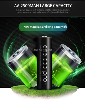 4PCS Panasonic eneloop Baterije AA 2500mAh 1,2 V NI-MH Fotoaparat Svetilka Igrača Vnaprej Napolnjene Baterije za ponovno Polnjenje + BQ-CC51 Polnilnik