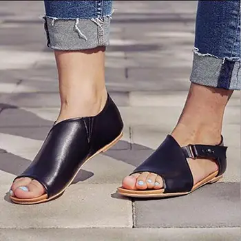 Barva Stanovanj čevlji ženske sandale 2019 nov modni sandali ženske osvetljeno buckled priložnostne ženske čevlji plus velikost čevlji