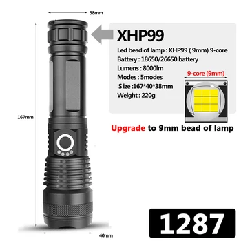 XHP90.2 Visoke Kakovosti Taktično Led Svetilka Močna Baklo Usb Polnilne 18650 26650 Baterije Nepremočljiva Ultra Svetla Luč