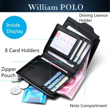 Usnjene hlače za moške denarnice visoko kakovostni blagovne znamke multi funkcijo imetnika kartice moda navpično zadrgo kovanec vrečko