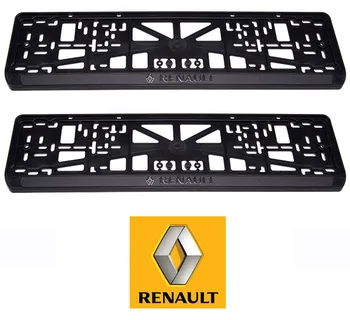 Renault registrske tablice okviri, plastični, set: 2 okvirji, 4 Chrome self-tapkanjem