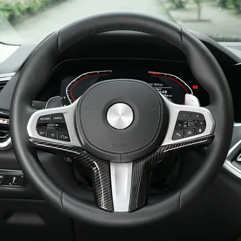 Ogljikovih Vlaken Barve Volan Okvir Okrasni Pokrov Trim 2Pcs Za BMW Serije 3 G20 G28 2020 ABS Avto Styling Spremenjen
