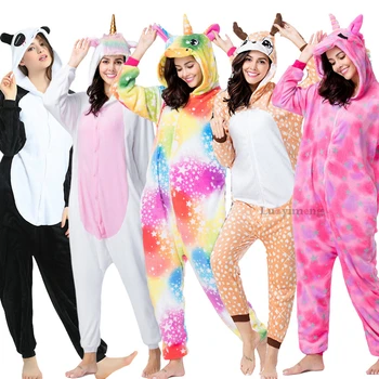 Odrasle Živali Panda Kigurumi Pižamo Samorog Anime Noša Zimske Ženske Sleepwear Licorne Pižame Odejo Pragovi Kombinezon 13991