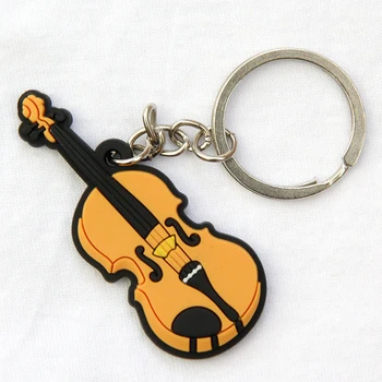 BREZPLAČNA DOSTAVA ZA DHL 100 kozarcev/veliko Modne Silikonske Violino Oblikovan Keychains Glasbe Keyrings Ustvarjalne Keyfob za Šolska Darila