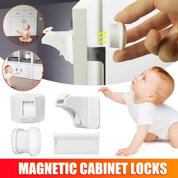 Magnetni otroška Ključavnica 4-12 ključavnice+1-3key Baby Varnost Otroka Zaščiteni Omari Zaklepanje Vrat Otroci Predal Omarico Varnosti Magnetne Ključavnice