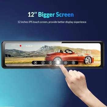 4G Android Dash Kamera nadzorna plošča 12 inch Avto DVR Za Auto Rearview Mirror WiFi HD Video Snemalnik GPS Navigacija Registrator