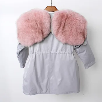 Fox navzdol jakno Zimskih Oblačil Nove Pravi Krzno Plašč Ženske Naravnih Fox Plašč Angel Krila Moda korejski Bat Svoboden Slog