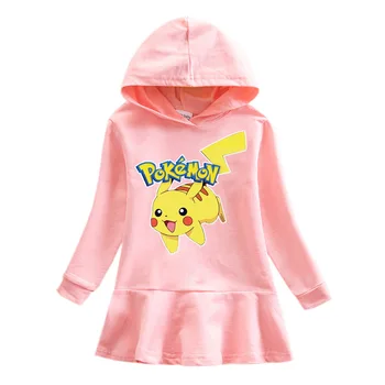 2020 Pikachu Otroci Čista Bombažna Jopica Jeseni, Pozimi Dekleta Tiskanje Pokemon Suknjič Topla Oblačila Moda Obleke Otrok Darilo 14585