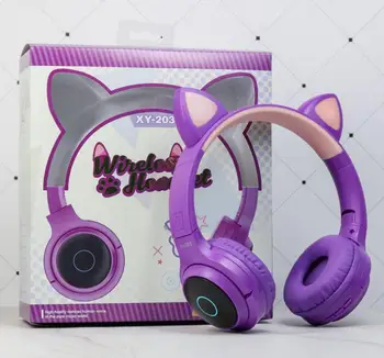 XY-203 LED Mačje Uho Slušalke Brezžične Bluetooth 5.0 šumov Odrasli Otroci Dekle Slušalke Podpira TF Kartice FM Radio Z Mic 146077