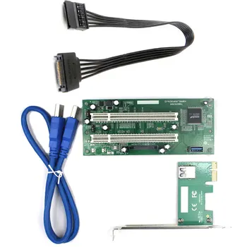 XT-XINTE PCI-E Express X1 Dvojni Riser PCI Podaljša vmesniško Kartico USB 3.0 Dodaj na Kartice Pretvornik s SATA 15pin Napajalni Kabel 14624