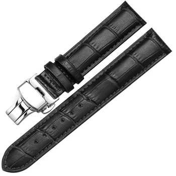 Univerzalni Zamenjava Usnje Watchband Srebro Metulj Sponke Usnje Watch Band 14 mm 16 mm 18 mm 19 mm 20 mm 21 mm 22 mm 24 mm 146332