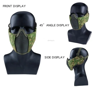 Pol Obraza Airsoft Očesa Masko z Ušesa Vojaško Taktično Nižje Obraz Zaščitni Dihanje Paintball Maska 147120