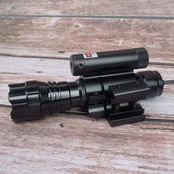Močan Zoomable Baklo Rdeči Laser Pogled Področje Weaver Picatinny Gori Set za Pištolo Puško Riflescope Lov Luči LED Svetilka