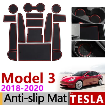13pcs Anti-Slip Mat Telefon Vrata Reža za Preproge Pokal Gume Blazine Preprogo za Tesla Model 3 2018 2019 2020 Model3 Pribor Nalepke