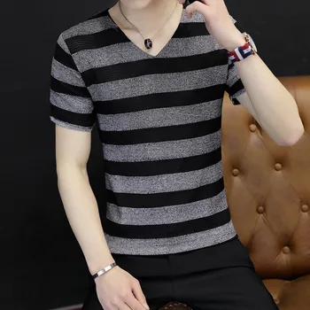 Korejska različica trend oshort-sleeved majico t-shirt rokavi jeseni t-shirt Qiuyi novo korejska različica trend moške 148045