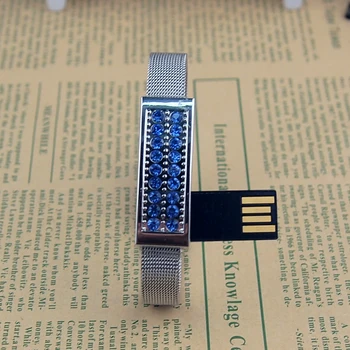Diamond USB Flash Drive Pendrives 4GB 8GB 16GB 32GB 64GB U Disk Kovinska Zapestnica Pen Drive Memory Stick Cle USB 2.0 za Darilo USB