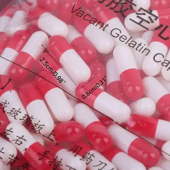 1000Pcs Prazen Trdi Želatinastih Kapsul MedicineCapsule 0#Rdeče In Bele Prazne Tabletke