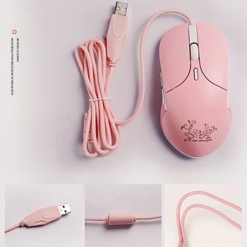 Svetlobna Žično Miško za Ženske, Dekleta Tiho USB Miška 2400DPI Mehanske Gaming Miška Miši za Računalnik Prenosnik USB Žično Miško