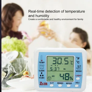 ZD208 Termometer, Higrometer Profil Kazalnika Zaprtih Vremenske Postaje Avtomatske Elektronske Temperatura Vlažnost Zaslon Ura#3