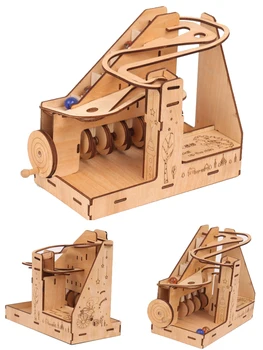 Otrok Marmorja Dirka Teči Labirint Kroglice, Sledi Model Gradnjo Kompleti Waterwheel igro 3D Lesene Sestavljanke sestaviti železniškega darilo za Božič