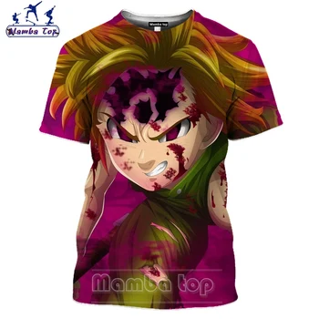 Anime Majica 3D Tiskanja Sedem Smrtnih Grehov Tshirt Modni Moški Ženske Meliodas Tees Vrhovi Zabavno Moške majice Hip Hop Puloverju E-1 152083