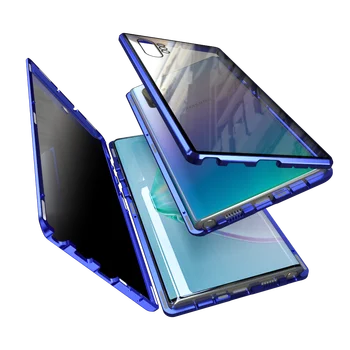 Anti-peeping Stekla Magnetni Kovinsko Ohišje Za Samsung Galaxy Note 10 Plus 10+ 9 8 S8 S9 S10 S20 Plus S20 Ultra Spredaj Zasebnosti Stekla