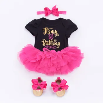 Baby Girl Obleke 1. Rojstni dan Dekle, Princesa Tutu Obleko Dve Rojstni dan Torta Razbiti Obleke Romper Določa Rdeče Dojenčka Stranke Obleke
