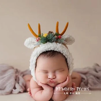 Novorojenček fotografija pribor rogovja bonnet malčke baby jelena srčkan headdress studio novorojenčka fotografijo ustrelil pribor 2 barvi
