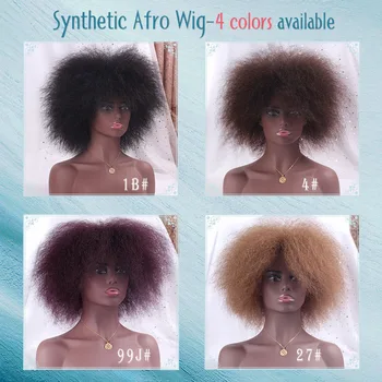 TALESHE Sintetičnih Lasulja Afro za Ženske Afriške Yaki Naravnost Kratek Lasuljo Črno, Temno Rjavo Rdeče Naravno Črno Lasuljo Ženski Cosplay Lase 153168