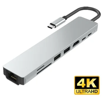 USB C VOZLIŠČE Tipa C do HDMI 4K Ethernet USB 3.0 SD/TF Card Reader USB-C Moč Dostave za MacBook Pro DELL USB C 3.1 Splitter 1544