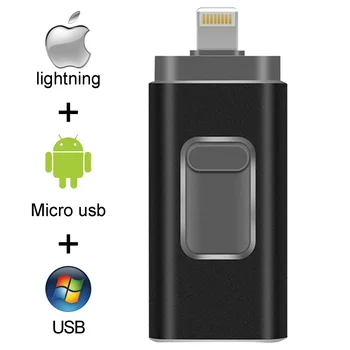 Usb Flash Disk pendrive Za iPhone 6/6s/6Plus/7/7Plus/8/X Usb/Otg/Strele 32 g 64gb Pen Drive Za iOS Zunanje Naprave za Shranjevanje,