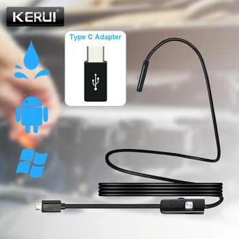 KERUI USB Mini Endoskop Fotoaparat z ukazom C Adapter Prožni Kabel Kača Borescope Pregledovalna Kamera za Pametni telefon Android, PC 155570
