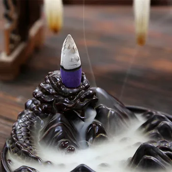 Keramični Black Dragon Backflow Kadila Gorilnik Imetnik Aromaterapija Budistični Censer Doma Dekoracijo Kadila ConesFree dostava
